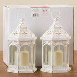 Led White Hexagon Distressed Lantern (Set of 2)