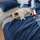 Corduroy Patchwork-Inspired Comforter Set, Blue