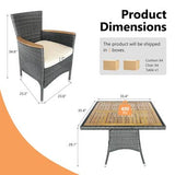 5 Piece Patio Wicker Dining Sets For 4, Rattan