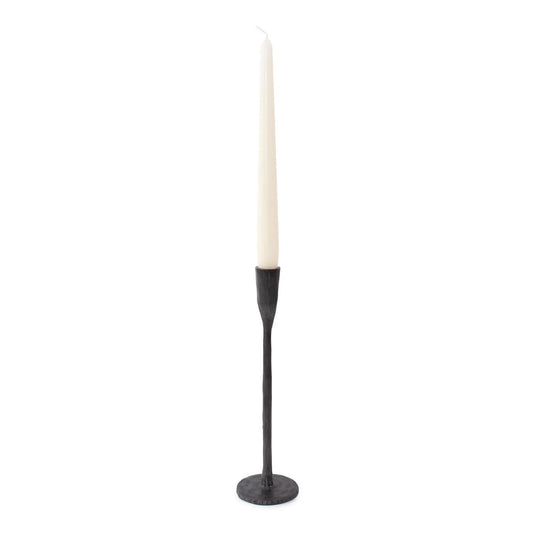 Asher Sculpted Cast Aluminum Candlestick in Ebony- Short