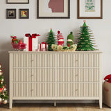 Wholesale Beige 6 Drawer Dresser, Fluted Modern Wood Dresser