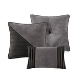 7 Piece Micro Corduroy Comforter Set, Grey