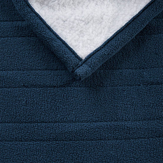 Heated 50x60" Fleece Sherpa Electric Throw Blanket, Navy