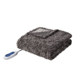 Oversized Faux Fur Heated Throw 50x70, Dark Grey