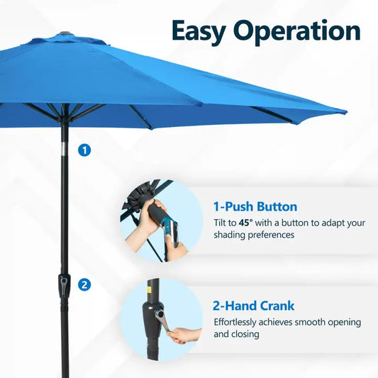 13 ft Outdoor Patio Umbrella with Push Button Tilt/Crank