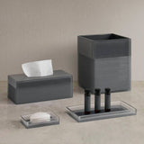 4pc Hand-Painted Clear Resin Bath Decor Set, Charcoal Mist