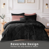 Crushed Velvet 4-Piece Comforter or Duvet Cover Set, Black