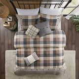 Cabin Farmhouse Buffalo Check Comforter/Duvet Cover Set, Tan