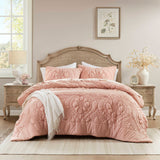 Puffy Floral Patterned Comforter Set, Pink