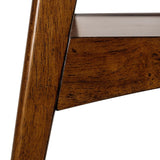 Midcentury Pecan Wood Side Table with Bottom Shelf