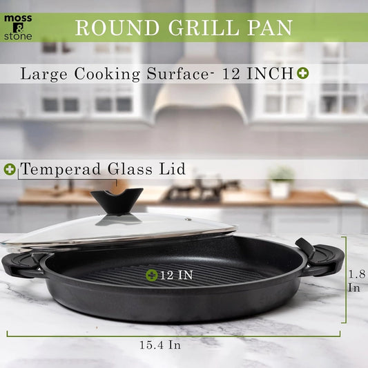 Moss & Stone 12-Inch Nonstick Indoor Grill Pan
