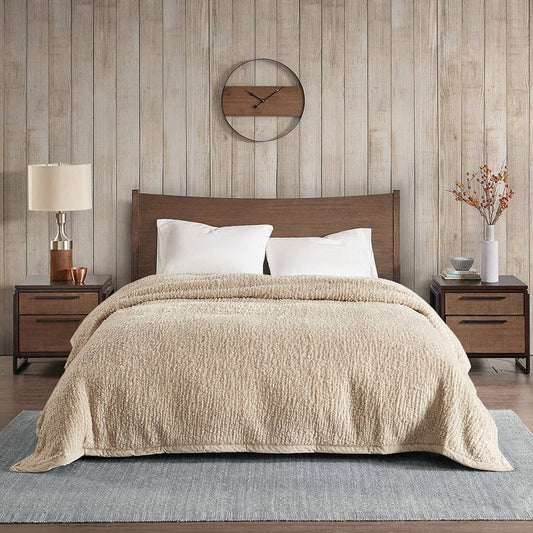 Berber Sherpa Bedding Blanket, Tan