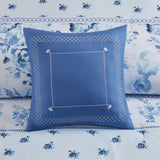Dreamy Vintage Floral Striped Comforter Set, Blue