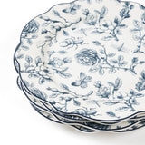 Blue & White Rose Garden Salad Plates Set of 4