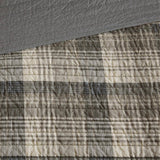 3 Piece Tan Plaid Cottage Cotton Oversized Quilt Mini Set