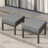 Outdoor Footstools Patio Ottoman Set of 2, Aluminum All-Weat