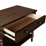 26"H Large Turned Wood Spindle Nightstand, Morocco Brown