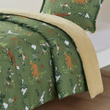 Wholesale Forest Animals 5-Piece Plush Reversible Comforter Set, Green