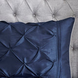 Silky Tufted 7-Piece Comforter Set, Navy Blue