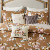 7 Piece Vintage Floral Comforter Set, Terracotta