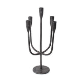 Asher Sculpted Cast Aluminum Five Arm Candle Holder- Ebony