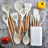 Colourful White Silicone Kitchen Utensils Set