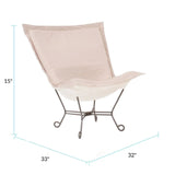 Patio Scroll Puff Chair Seascape Sand Titanium Frame