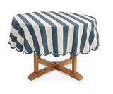 Striped Round Tablecloth - Scalloped Edge