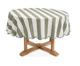 Striped Round Tablecloth - Scalloped Edge