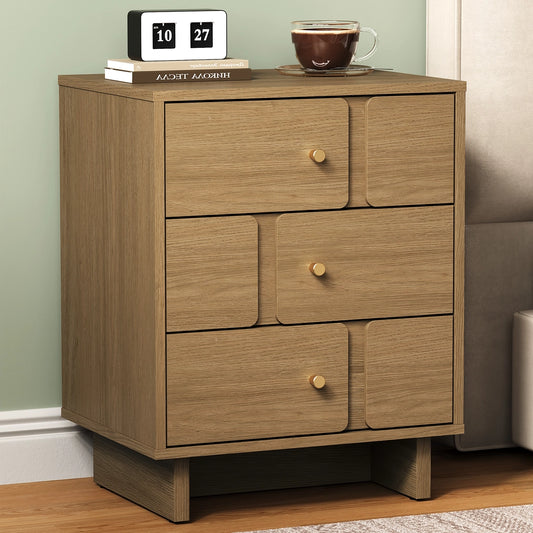 3-Drawer Nightstand, Solid Wood, 110LBS Capacity