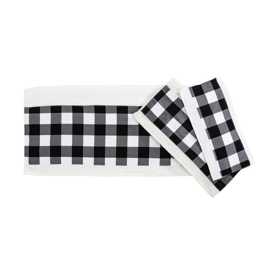 Camille Buffalo Check 3PC Towel Set, Black, 2 MOQ