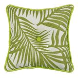 Capri Fern Tufted Throw Pillow, White & Green Linen