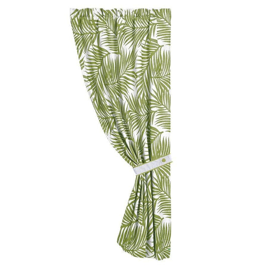 Capri Green & White Fern Single Panel Curtain
