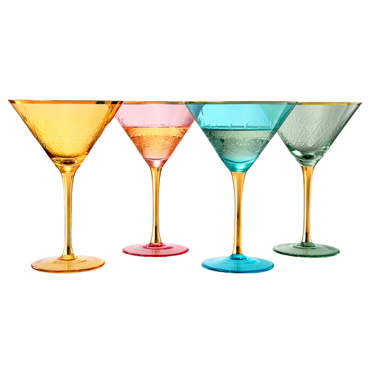 Crystal Martini Glasses Colored - Set of 4