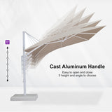 PURPLE LEAF White Outdoor Umbrella Left-Right Tilting Patio Cantilever Umbrella