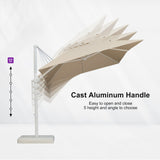 PURPLE LEAF White Outdoor Umbrella Left-Right Tilting Patio Cantilever Umbrella