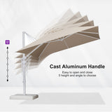 PURPLE LEAF White Outdoor Umbrella Left-Right Tilting Patio Cantilever Umbrella