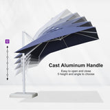 PURPLE LEAF White Outdoor Umbrella Left-Right Tilting Patio Cantilever Umbrella