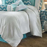Catalina Coastal Duvet Cover, White & Aqua Chevron