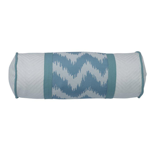 Catalina Neck Roll Pillow w/ Aqua & White Chevron