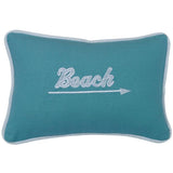 Catalina Turquoise Embroidered "Beach" Accent Pillow