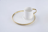 White Porcelain Cappuccino Cup & Saucer with Gold