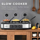 1.5 Qt Electric Triple Slow Cooker Crock Pot 4.5 Qt Kitchen