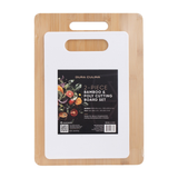 2-Piece Bamboo and Poly Cutting Board Set – Eco-Friendly Bamboo & Durable Poly Chopping Boards, White