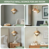 Wholesale Rattan Weave Gold Plug-in Wall Scone Light