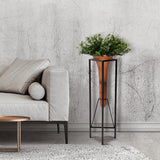 Bronze Euler Drop Vase with Black Iron Stand- Large