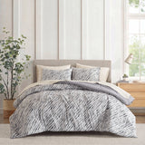 Modern Stripe Microfiber Comforter Set with Sheets, Grey