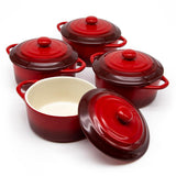 Kook Mini Ceramic Casserole Dishes with Lids, 4-Pack