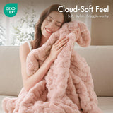 Warm Soft Ruched 50x60" Throw Blanket, Blush Pink