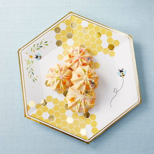Sweet As Can Bee Honeycomb Paper Plates Set of 16